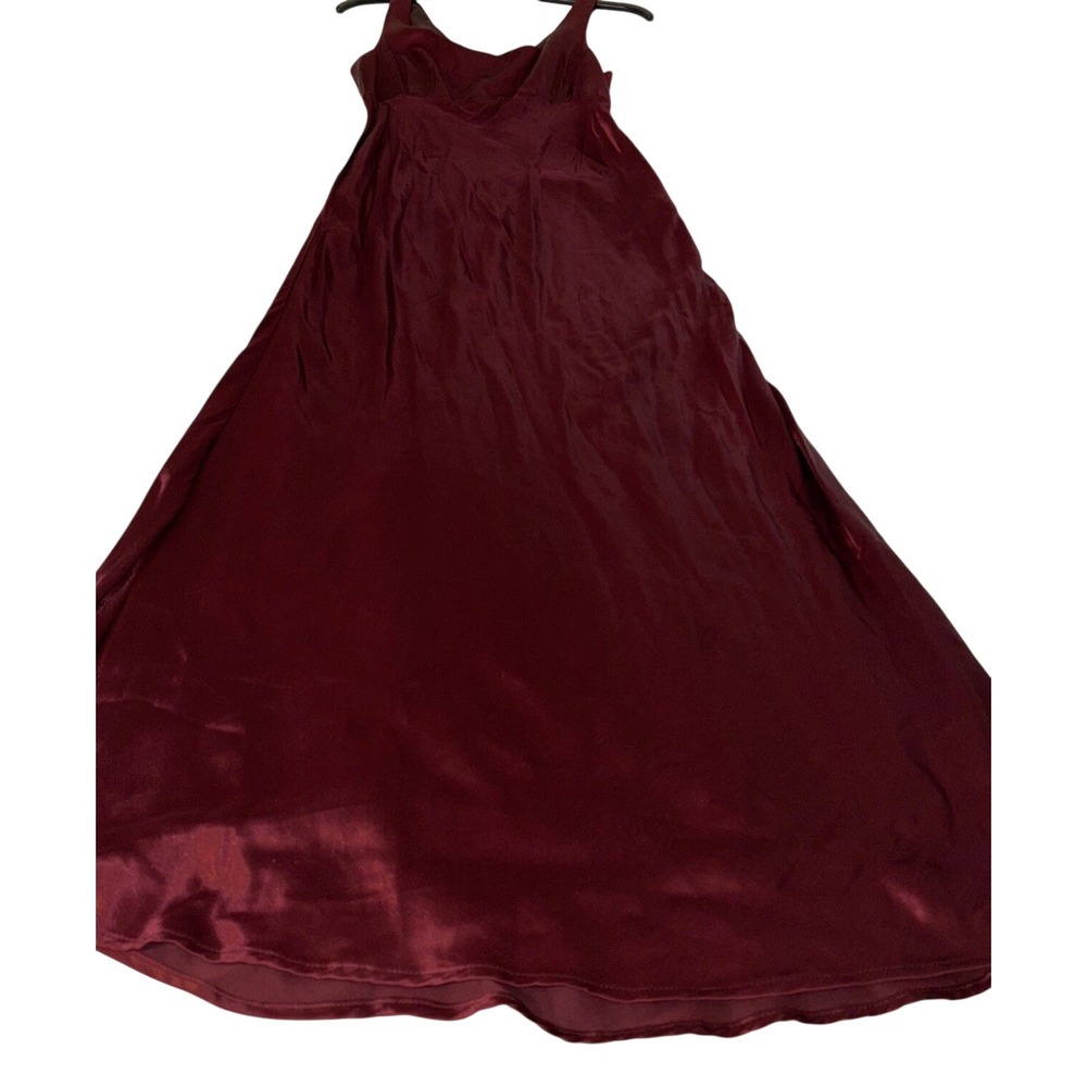 Vintage Rampage Burgundy Satin Maxi Dress Lace Up Back Y2K Formal Prom 9
